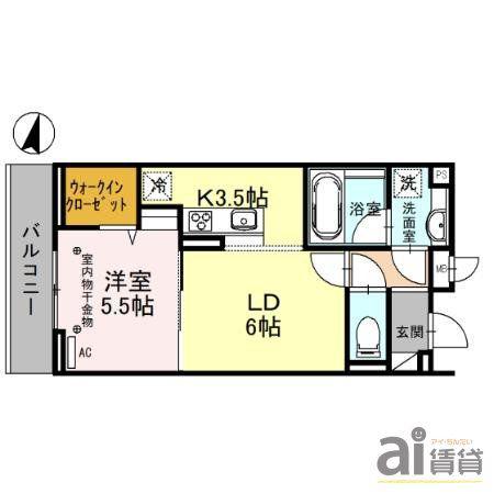 ONARIGOTENーD(1LDK/3階)の間取り写真