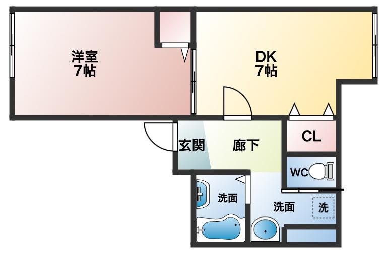 KUKULU REX 古市(1LDK/1階)の間取り写真