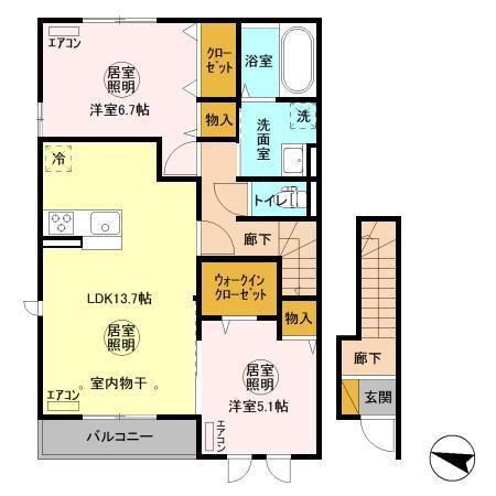 COCODIR(2LDK/2階)の間取り写真