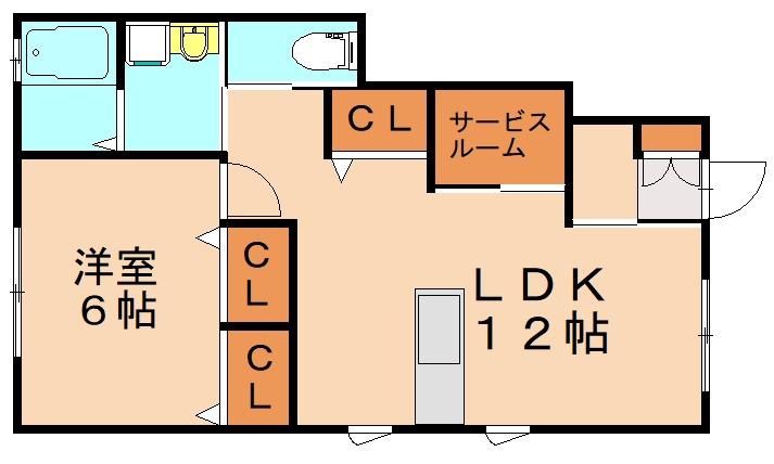ライフサイズ III(1LDK/1階)の間取り写真