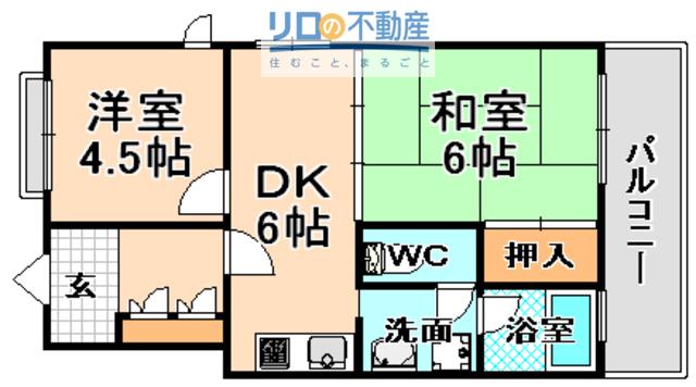 エーデルハイム船原(2DK/4階)の間取り写真