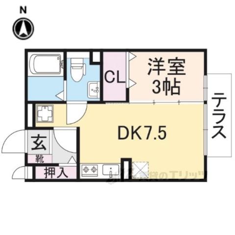 HEIGHTS PURE(1DK/1階)の間取り写真