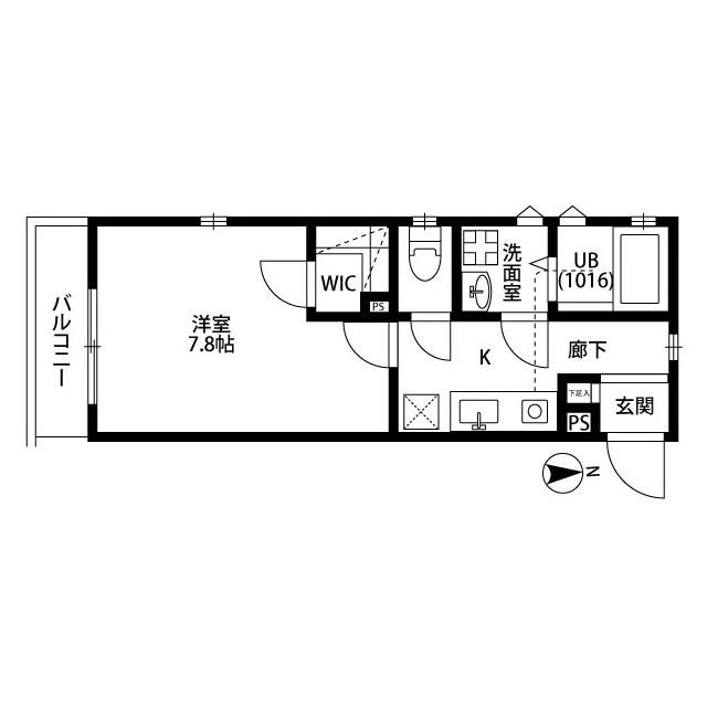 アムールポルト(1K/1階)の間取り写真