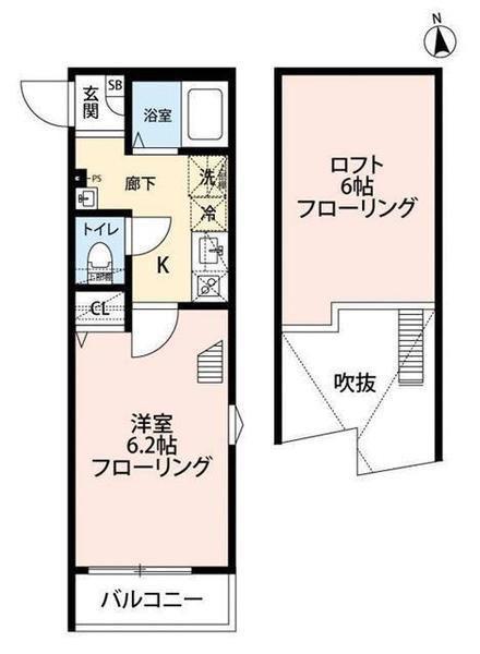 グランクオール梅島二丁目(1K/2階)の間取り写真