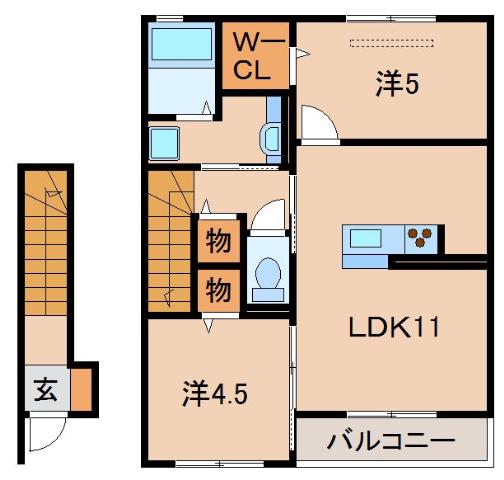 イースト VILLAGE 2020(2LDK/2階)の間取り写真