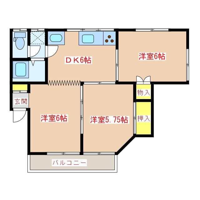 サープラス(3DK/2階)の間取り写真