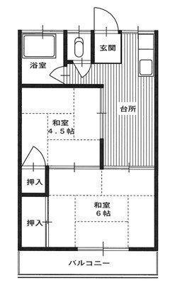第1吉田文化(2K/2階)の間取り写真