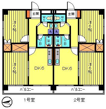 長庄ビル(2DK/4階)の間取り写真
