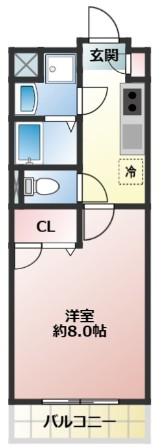 東武東上線 川越駅 徒歩19分 5階建 築12年(1K/2階)の間取り写真