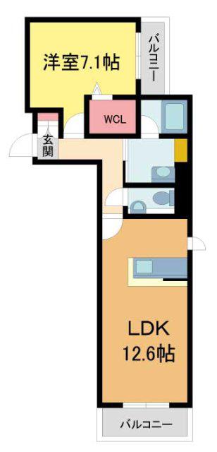 シャーメゾン住吉宮町(1LDK/3階)の間取り写真
