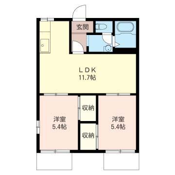 ドリームハウス(2LDK/2階)の間取り写真