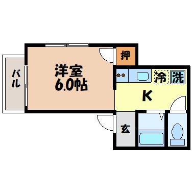 マジョラム音無(1K/2階)の間取り写真