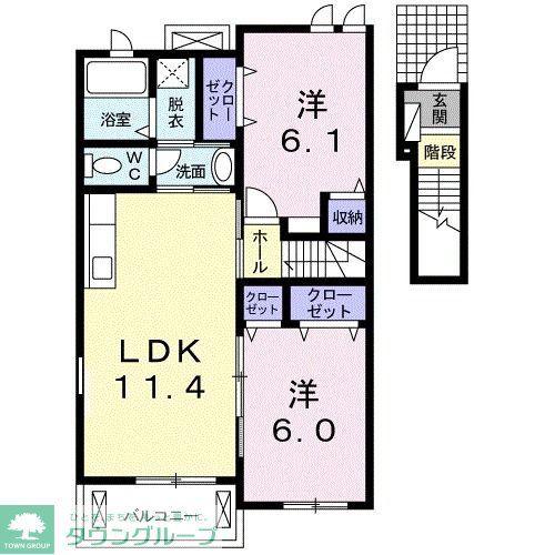 プラシードI(2LDK/2階)の間取り写真