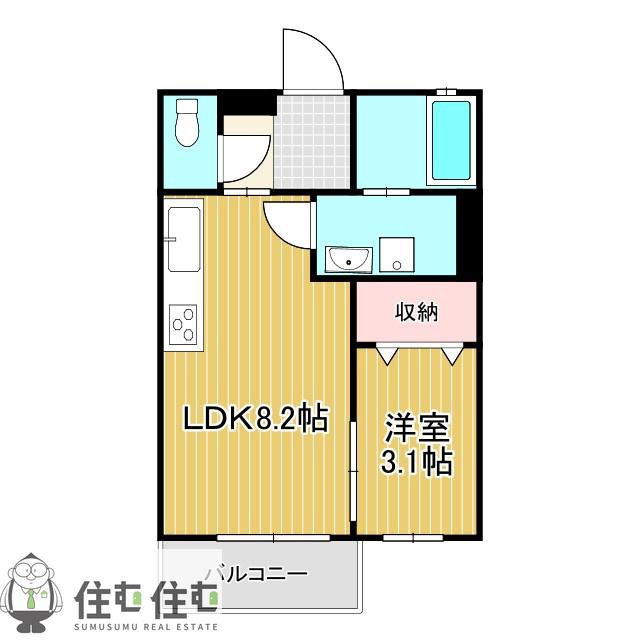 アインス三好丘 B棟(1LDK/1階)の間取り写真