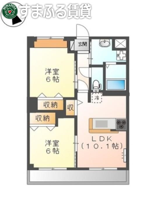 ハーモニー(2LDK/2階)の間取り写真