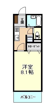 フローレスハタ(1K/2階)の間取り写真