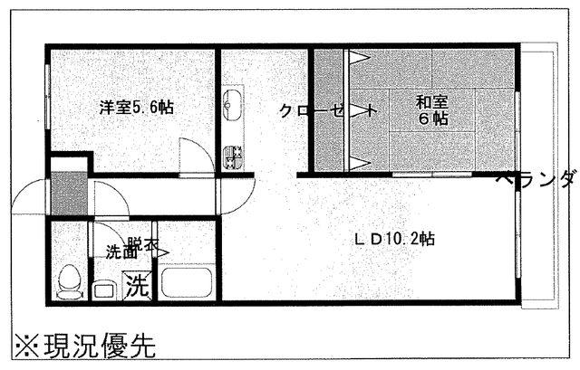アベニュー弐番舘(2LDK/3階)の間取り写真