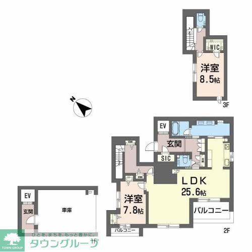 シャーメゾン浄水通(2LDK/2階)の間取り写真