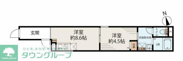上野松が谷レジデンス(1LDK/3階)の間取り写真