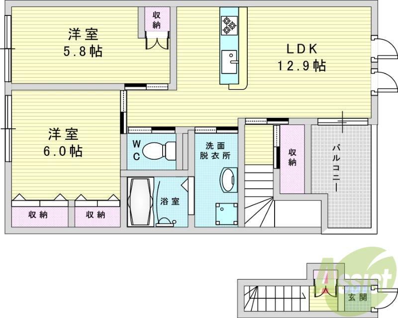 リンダカーサ(2LDK/2階)の間取り写真
