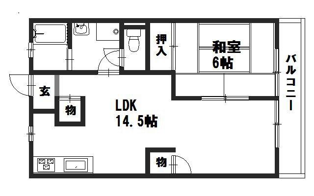 ウエストヒルパートII(1LDK/1階)の間取り写真