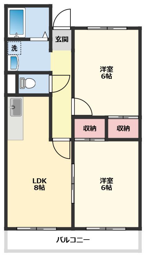 メゾンソレアード(2LDK/2階)の間取り写真