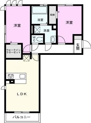 ロイジェントパークスレイクタウンIIIH(2LDK/3階)の間取り写真