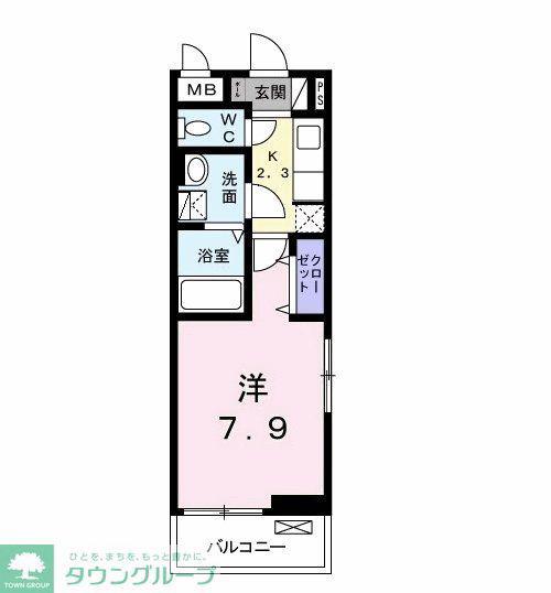 ウインズ(1K/2階)の間取り写真