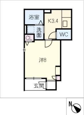 ブレス本山(1K/1階)の間取り写真