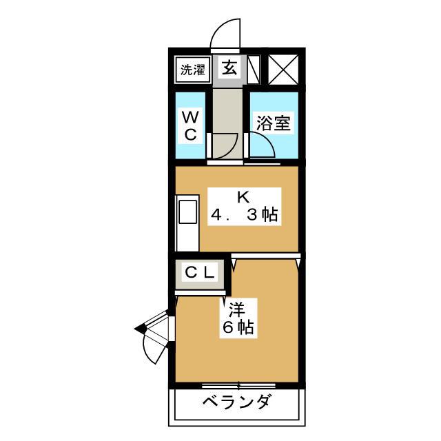 レジデンス久野(1K/2階)の間取り写真