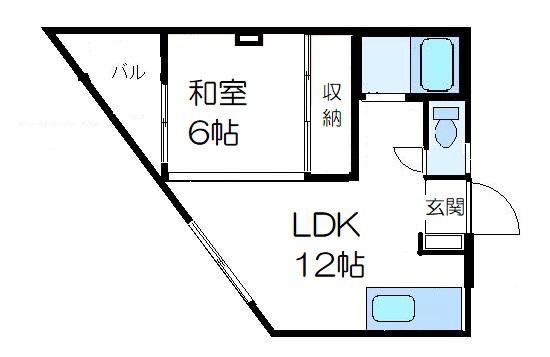 三幸ビル(1LDK/4階)の間取り写真
