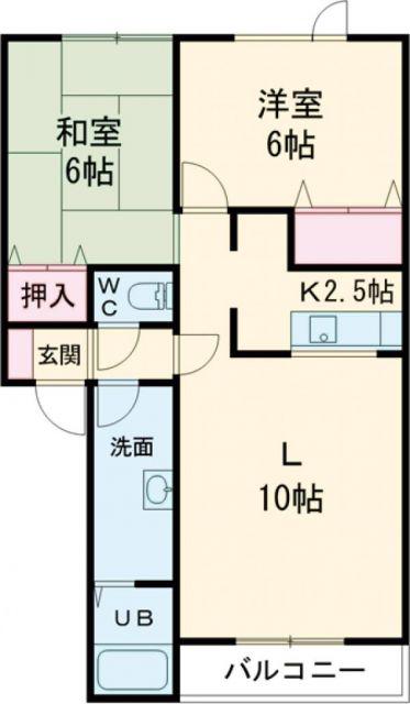 函館市電湯川線 湯の川駅 徒歩6分 2階建 築29年(2LDK/1階)の間取り写真