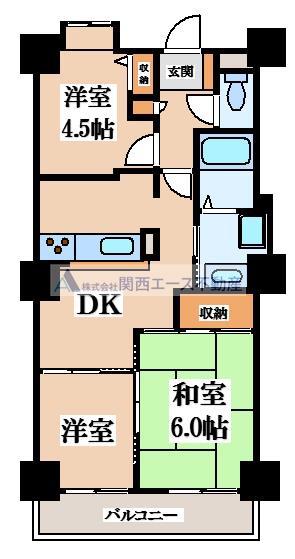 近鉄奈良線 若江岩田駅 徒歩2分 29階建 築25年(3DK/7階)の間取り写真