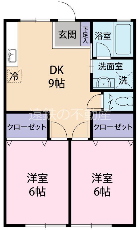 オレンジハウス(2DK/2階)の間取り写真