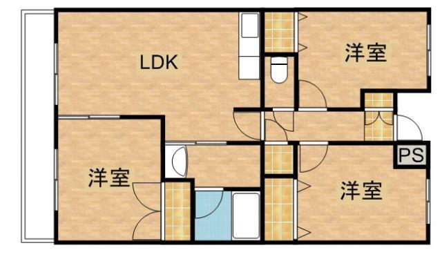 ベルローズ(3LDK/3階)の間取り写真