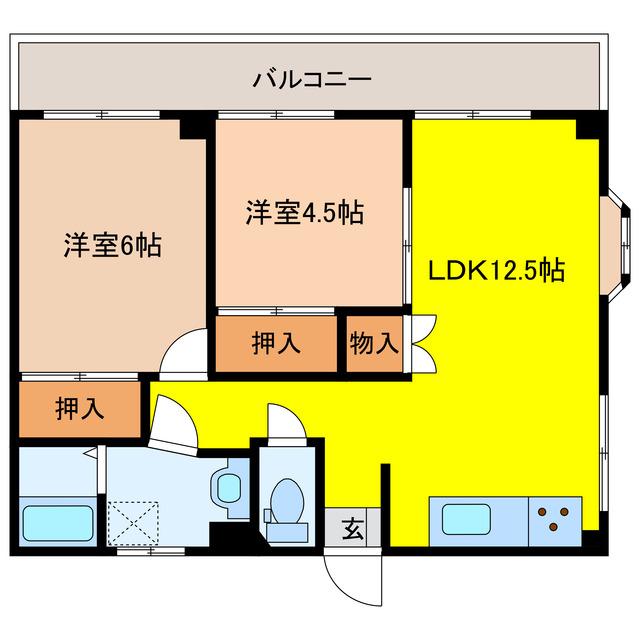 リバーサイドハイツ(2LDK/2階)の間取り写真