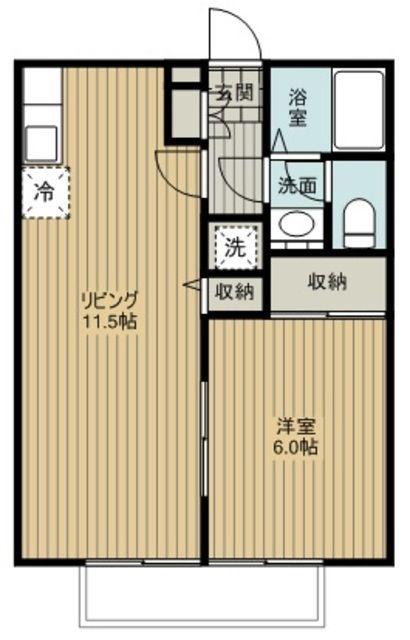 ファームハイツD(1LDK/2階)の間取り写真