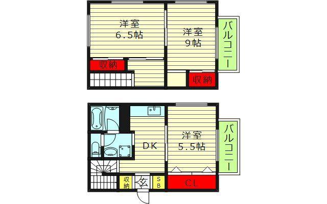 アリタセントラル京橋(3DK/1階)の間取り写真
