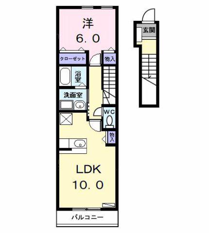 ルミエール(1LDK/2階)の間取り写真