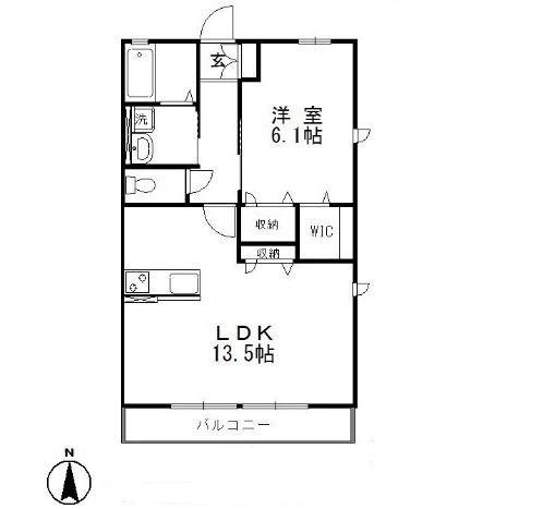 ディアコート I(1LDK/1階)の間取り写真