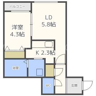ERYS HIRAGISHI(1LDK/3階)の間取り写真