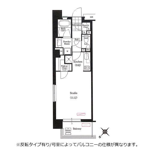 BRILLIA IST 三軒茶屋 ブラッサムテラス(ワンルーム/3階)の間取り写真
