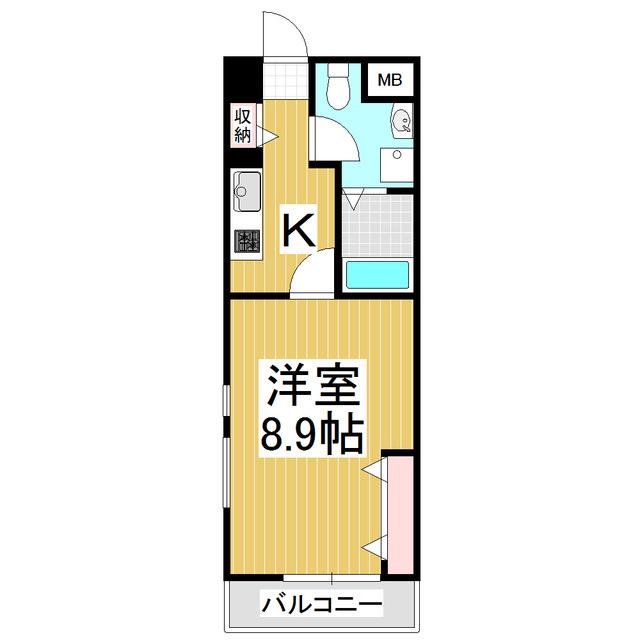 セントマークス上諏訪(1K/4階)の間取り写真