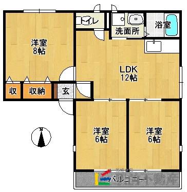 シティハイムアバンテ(3LDK/2階)の間取り写真