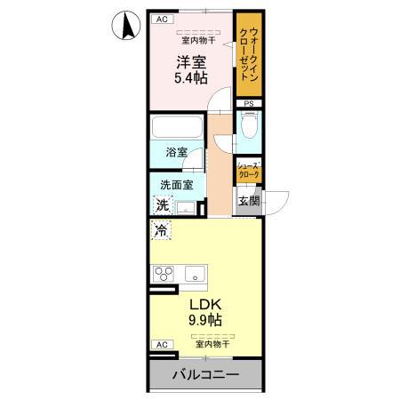 ARK西城南(1LDK/2階)の間取り写真