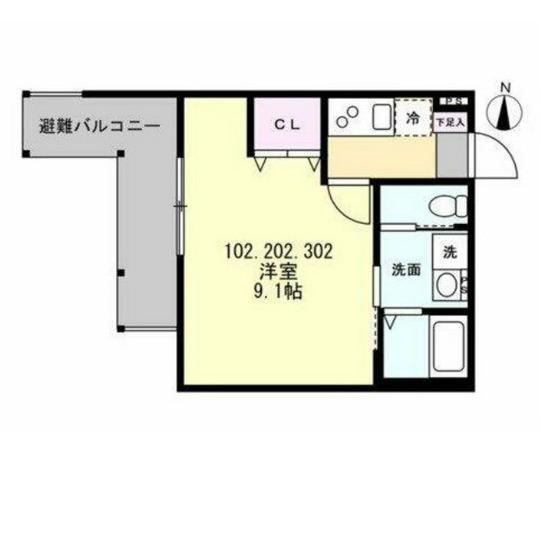 ベイルーム矢向ベルテ(1K/1階)の間取り写真