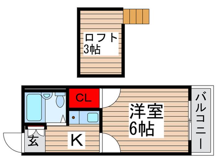 ベルツリー八柱(1K/2階)の間取り写真
