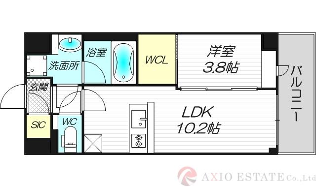 スプランディッド江坂III(1LDK/4階)の間取り写真