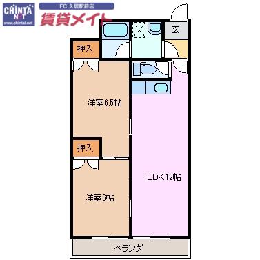 パークビレッジ津(2LDK/3階)の間取り写真