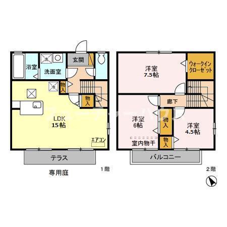 メゾングレースF(3LDK/1階)の間取り写真